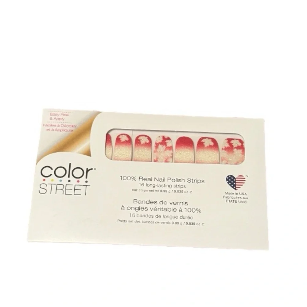 Color Street Majestic Maple Nail Strips - Red and Silver Glitter